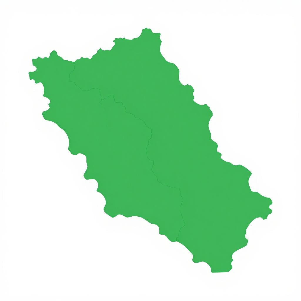 Une carte colorée montrant une région spécifique mise en évidence en vert dans la forme d'un pays plus grand.