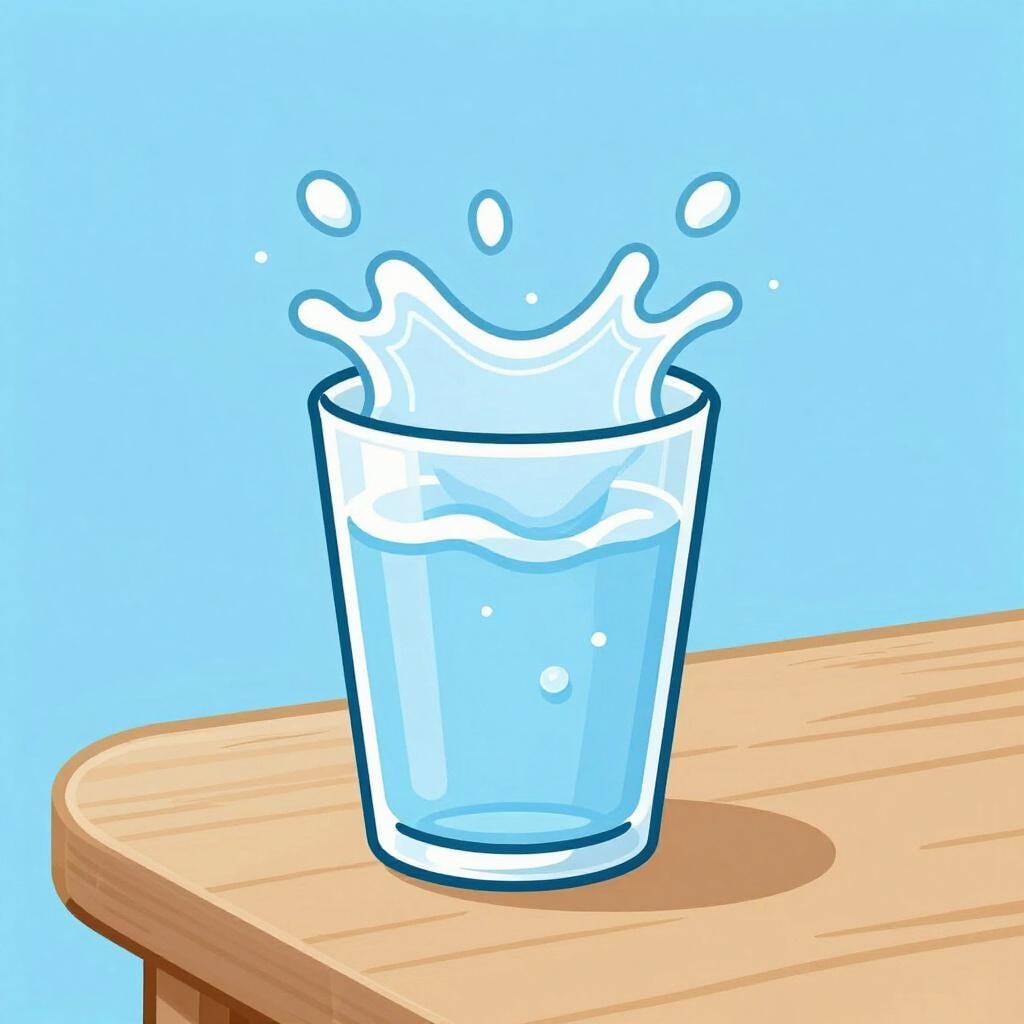 A glass cup being filled with water, where the water is spilling over the top edge because it is too full.