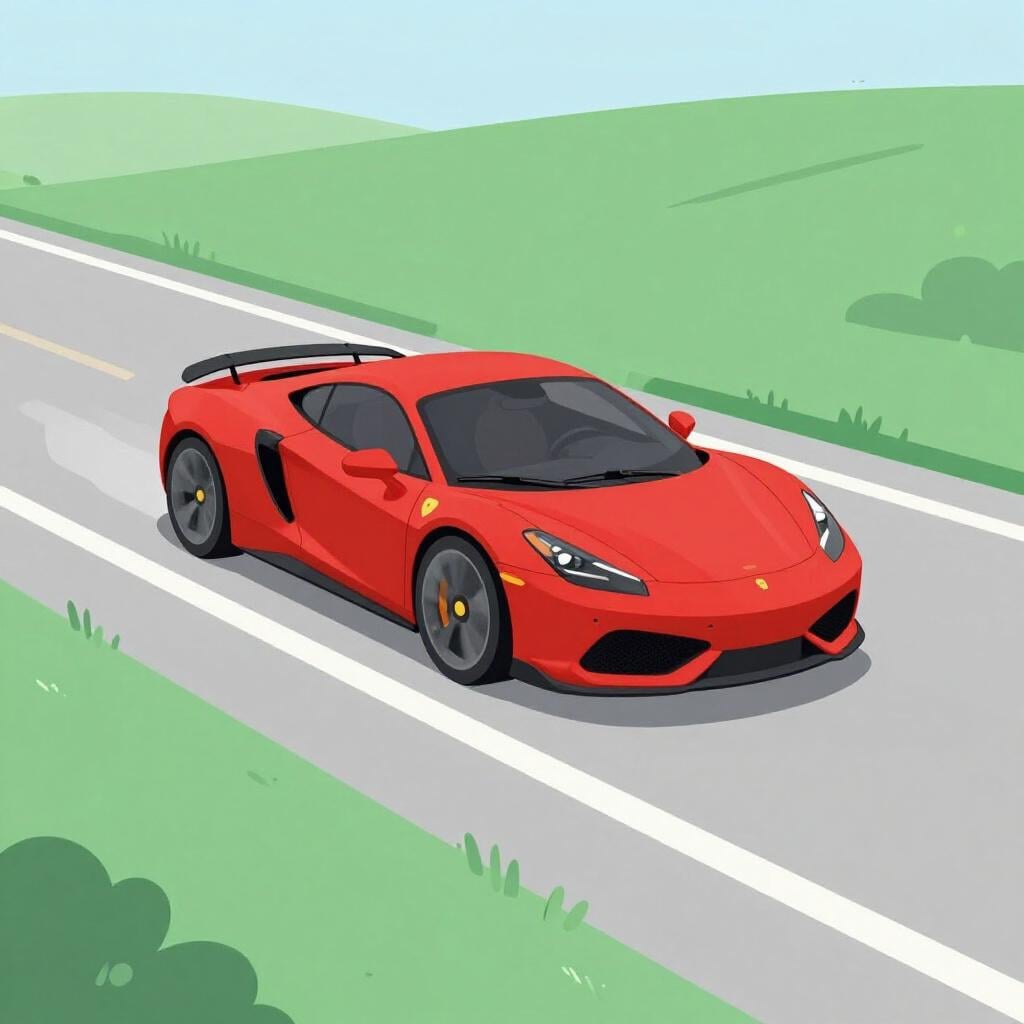 A high-performance sports car speeding smoothly along a winding road.