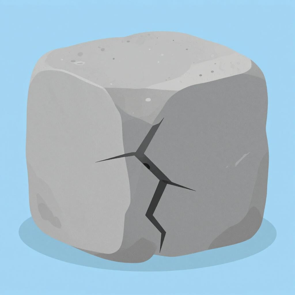 A close-up illustration of a single long, jagged crack running through a smooth, light gray stone surface.