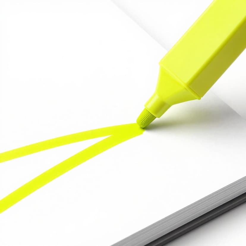 A bright yellow highlighter marking a bold black line on a piece of paper.