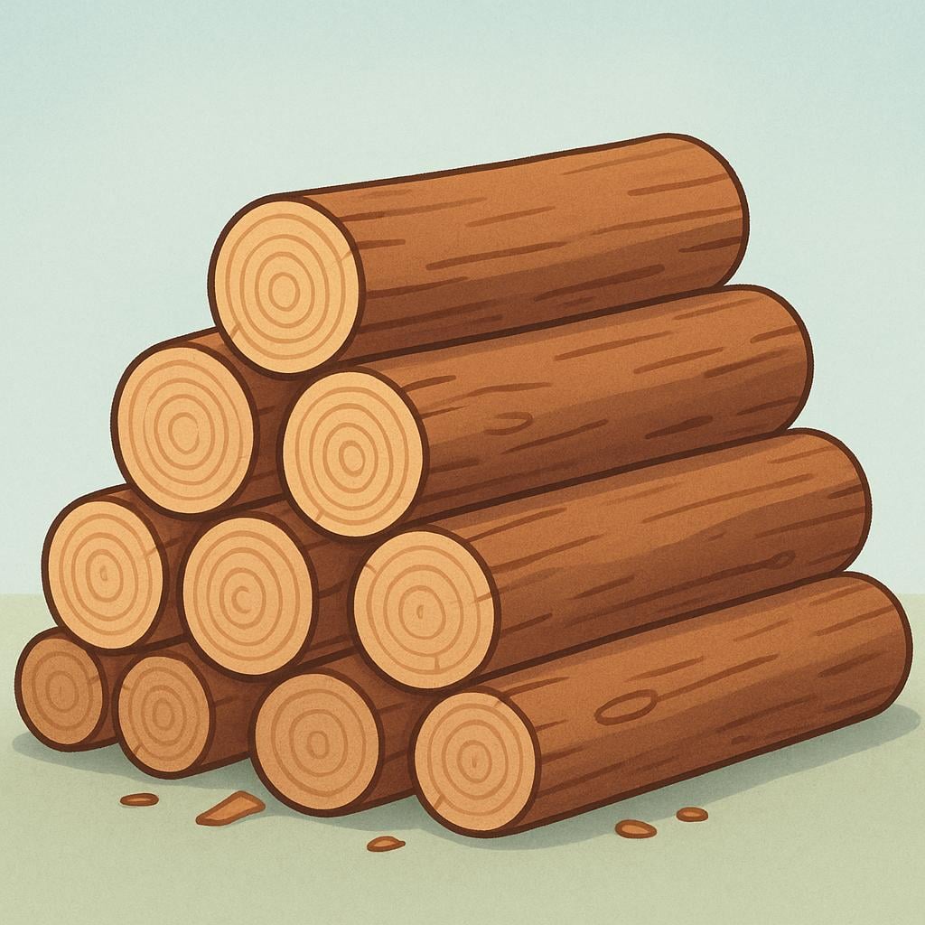 A perfectly stacked pile of dry brown firewood logs.