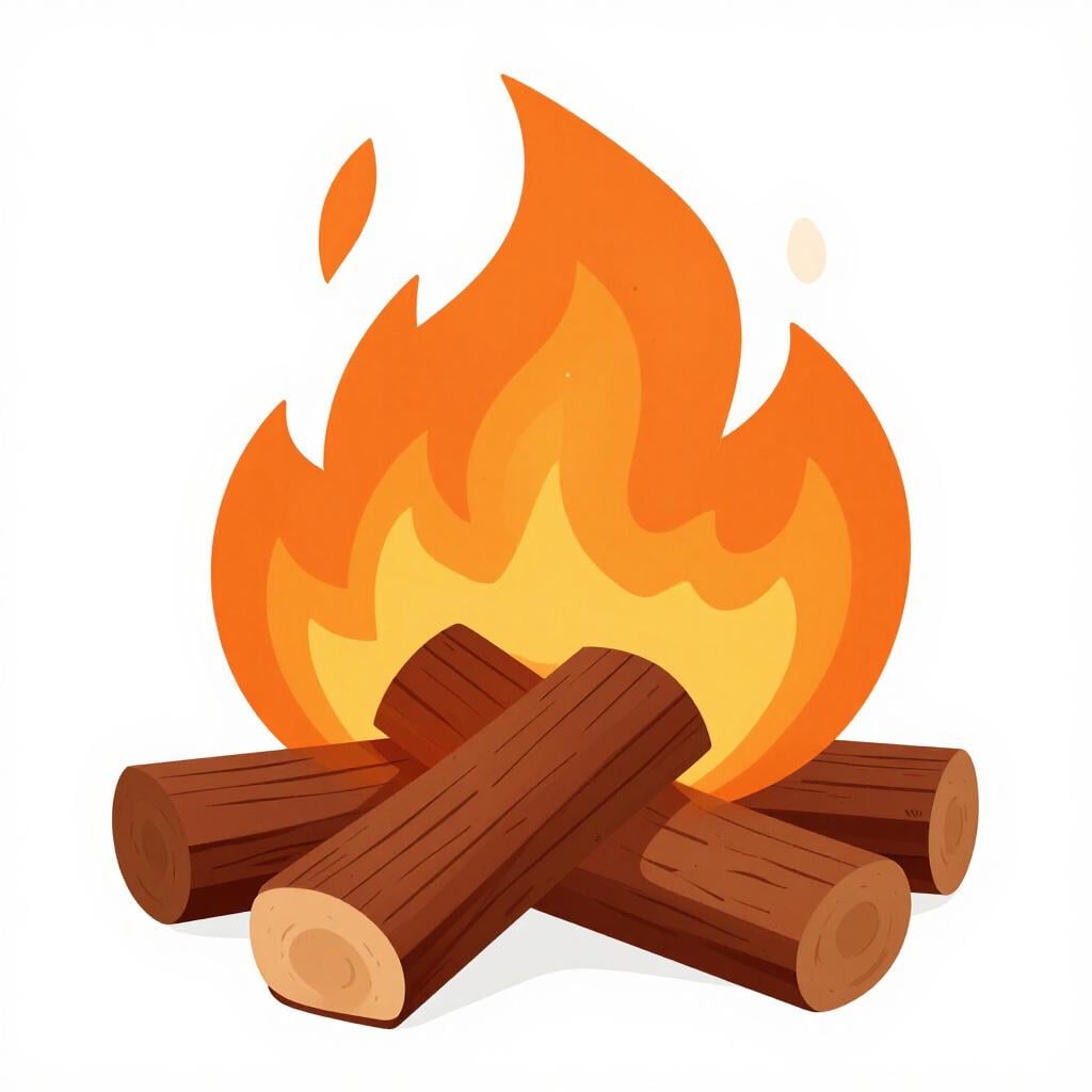 A bright fire burning through a small pile of dry logs.