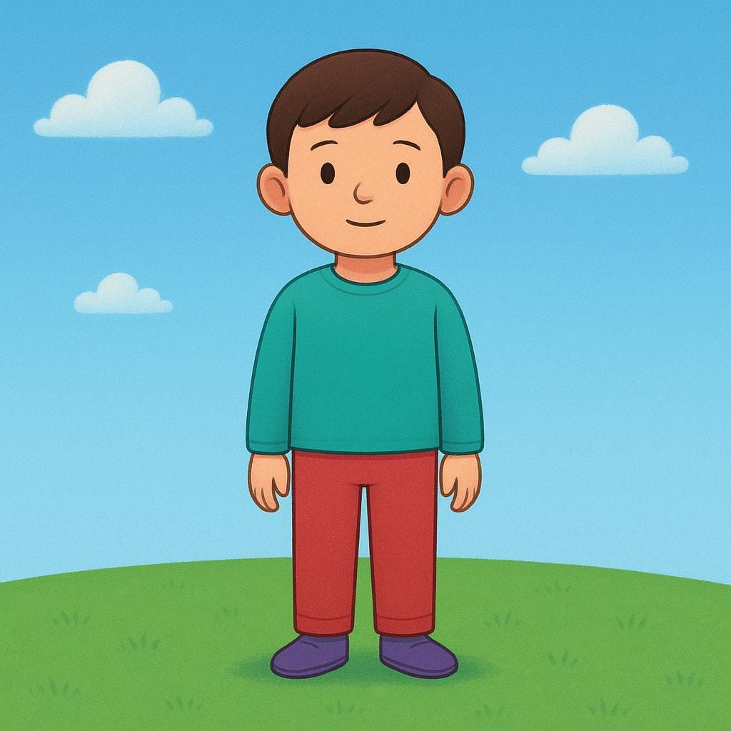 A character standing firmly and perfectly still on a small, flat green hill, emphasizing remaining in a stable condition.
