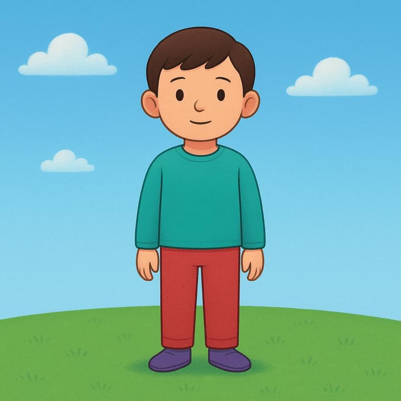 A character standing firmly and perfectly still on a small, flat green hill, emphasizing remaining in a stable condition.