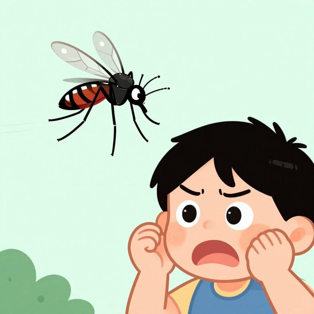 本を読もうとしている人の耳元でブンブン飛んでいる小さな蚊。