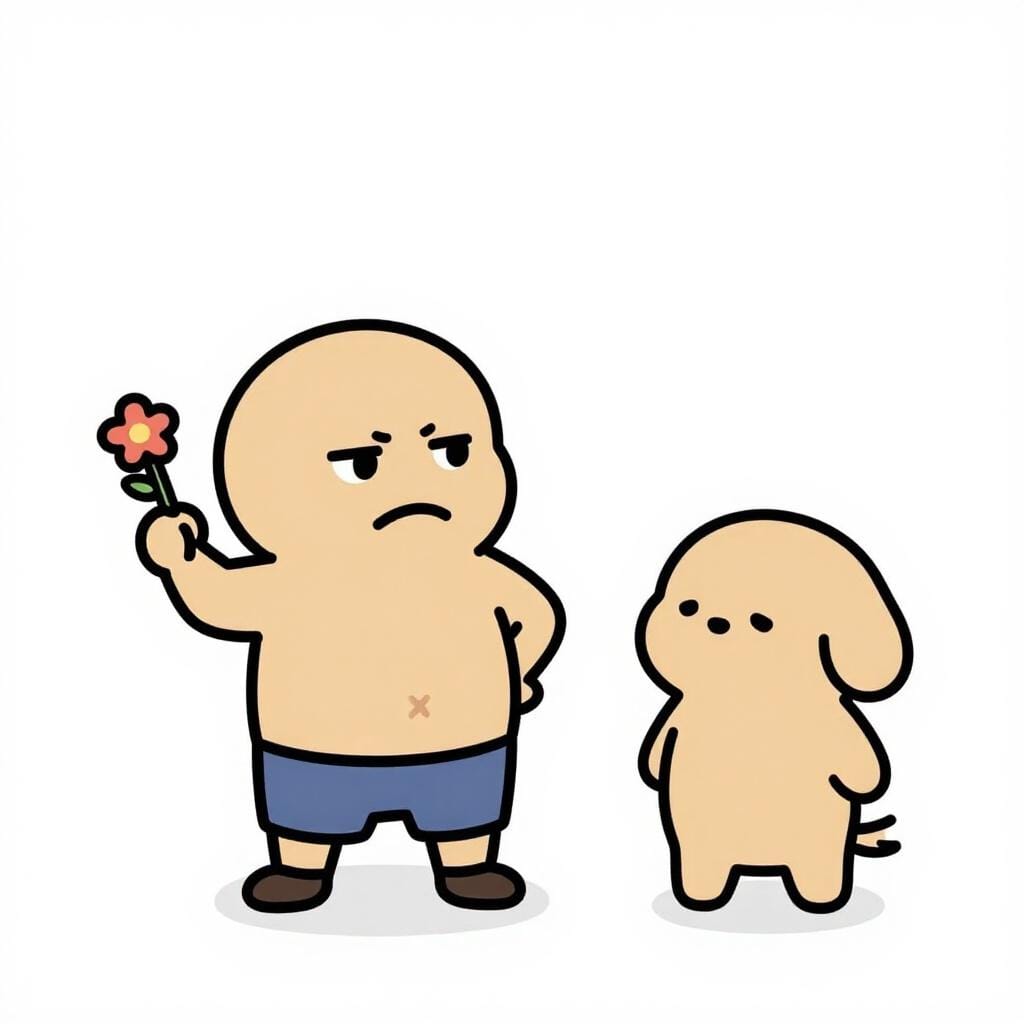 A colorful storybook illustration of a person turning their back and walking away from a friendly character trying to talk.