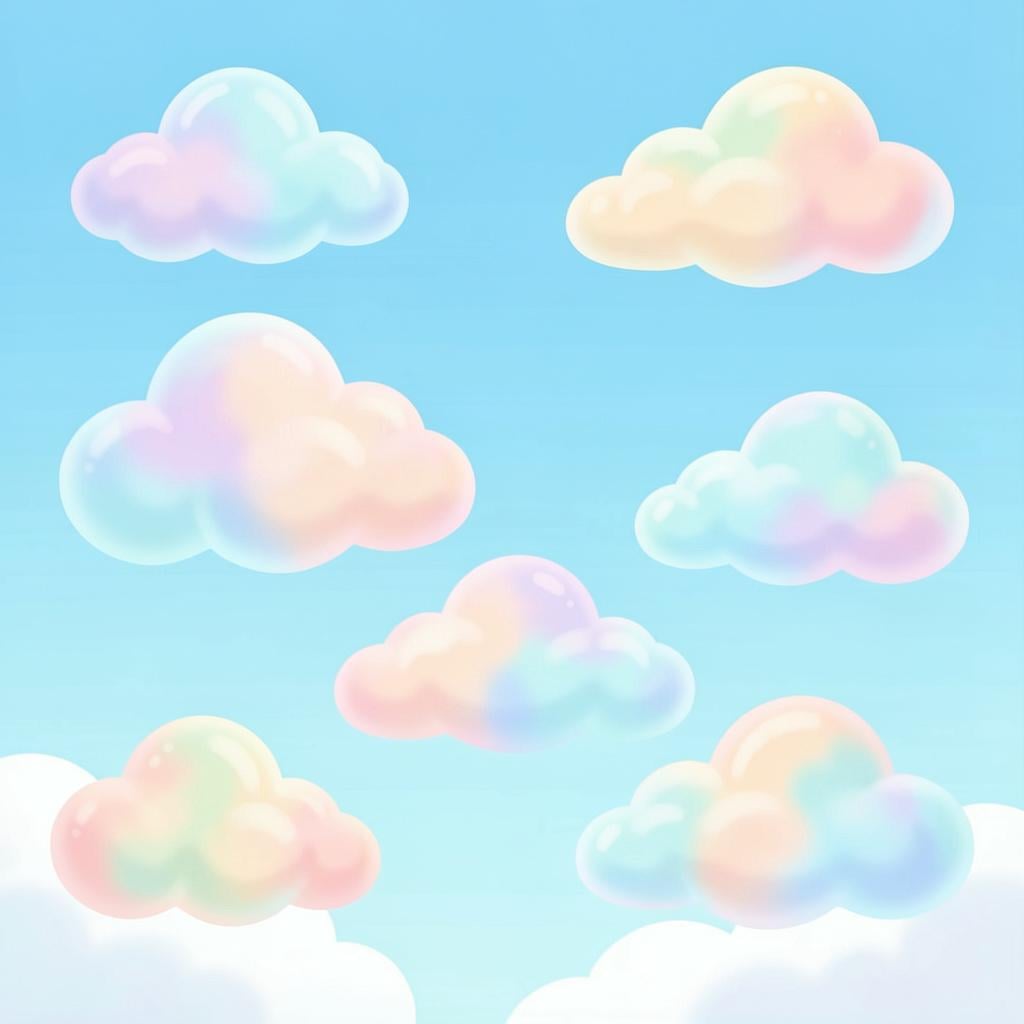 Colorful clouds of gas floating in a clear sky.