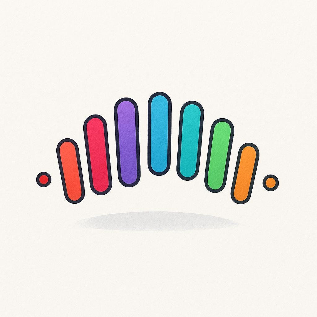 A bright, curving segment of abstract sound waves floating against a simple background, representing a musical passage.