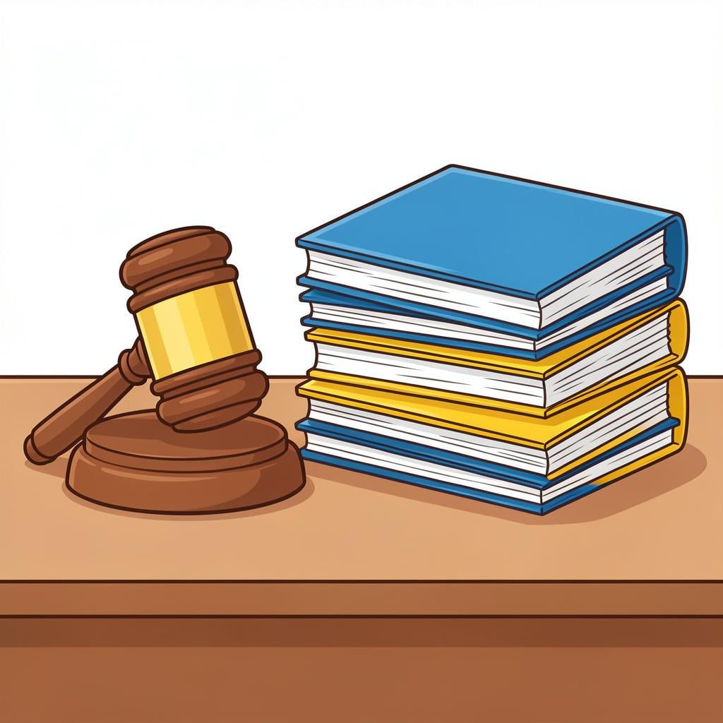 A neat stack of folders and a gavel on a desk, representing order and rules.
