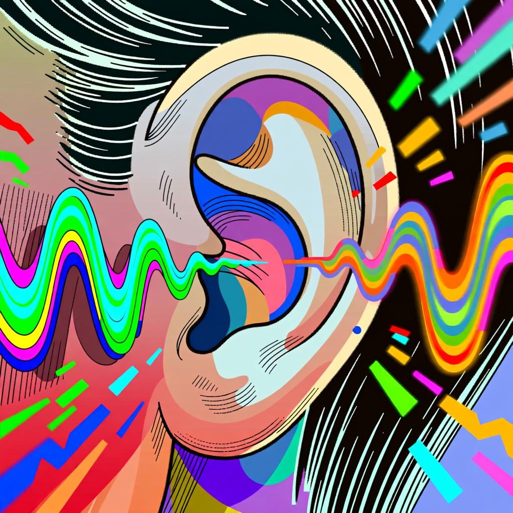 A person's ear clearly receiving sound waves, symbolizing focused attention or heeding.