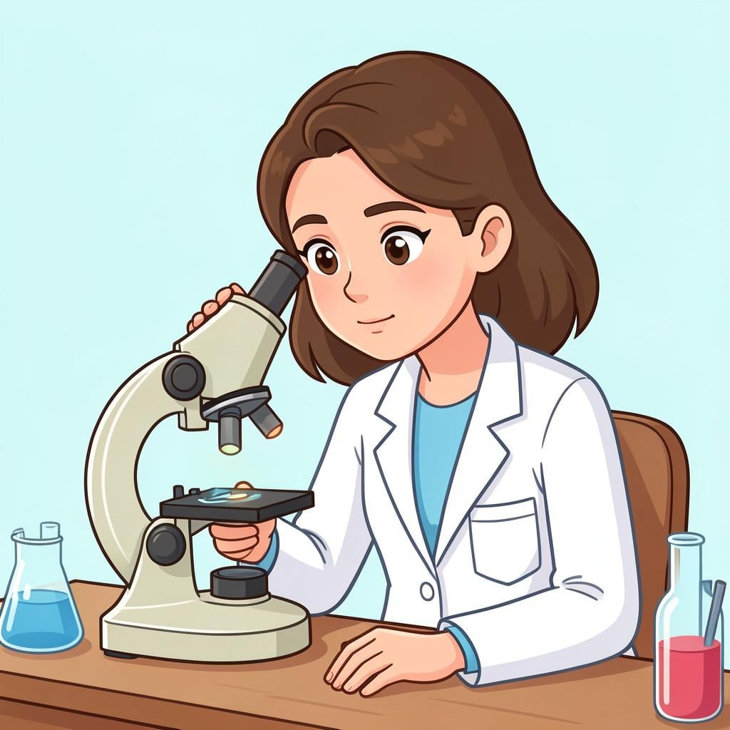 A woman in a laboratory setting looking through a microscope with precision and confidence.