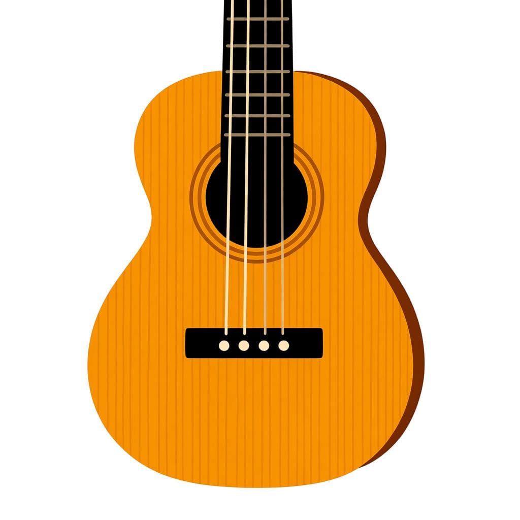 A simple illustration focusing on the large wooden body (the main section) of an acoustic guitar, separated from the neck.