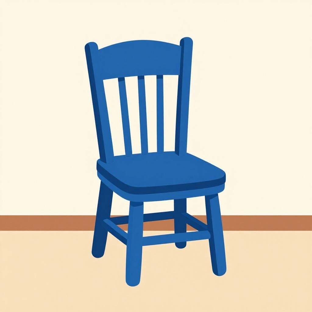 A simple wooden chair painted blue, representing a standard choice.