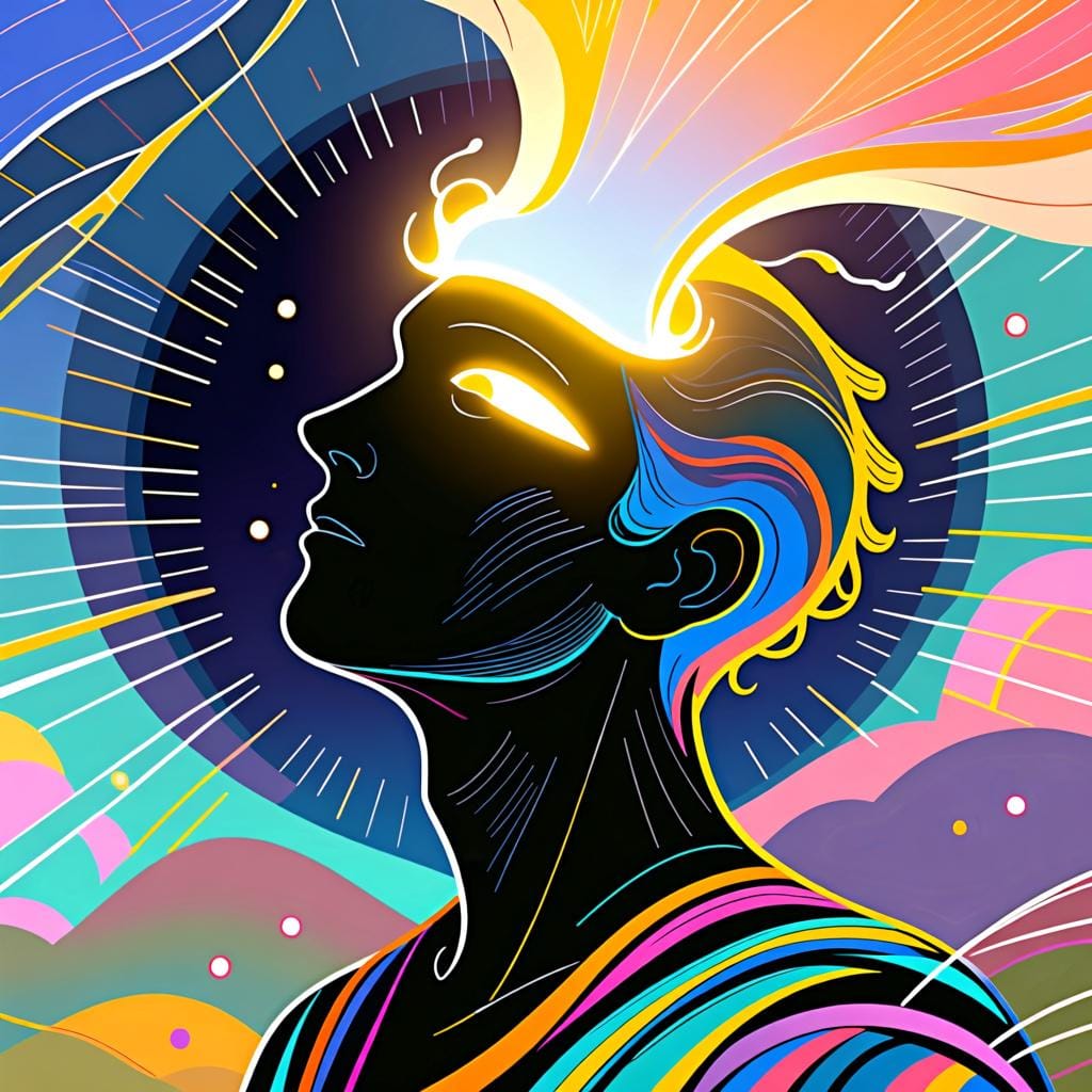 A stylized human figure illuminated by a bright yellow light emanating from their head, symbolizing a sudden realization or agreement.