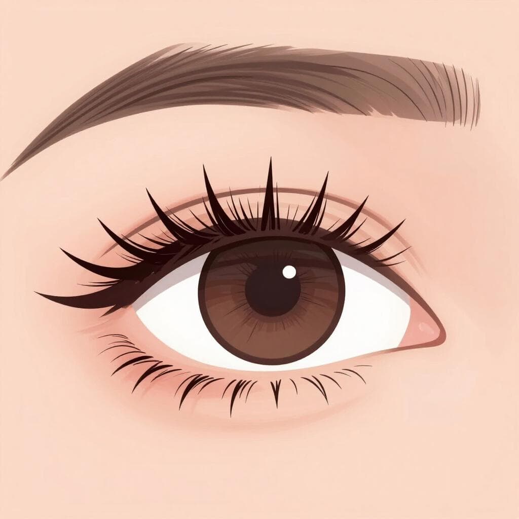 Une illustration en gros plan d'un œil humain unique avec de longs cils sombres.