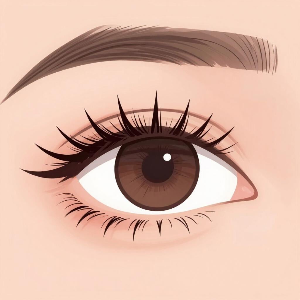 Eine Nahaufnahme eines einzelnen menschlichen Auges mit langen, dunklen Wimpern.