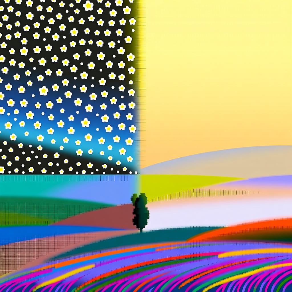 A vivid, continuous scene showing the sky changing from bright daylight to a deep indigo night sky, symbolizing the passing of a long duration.