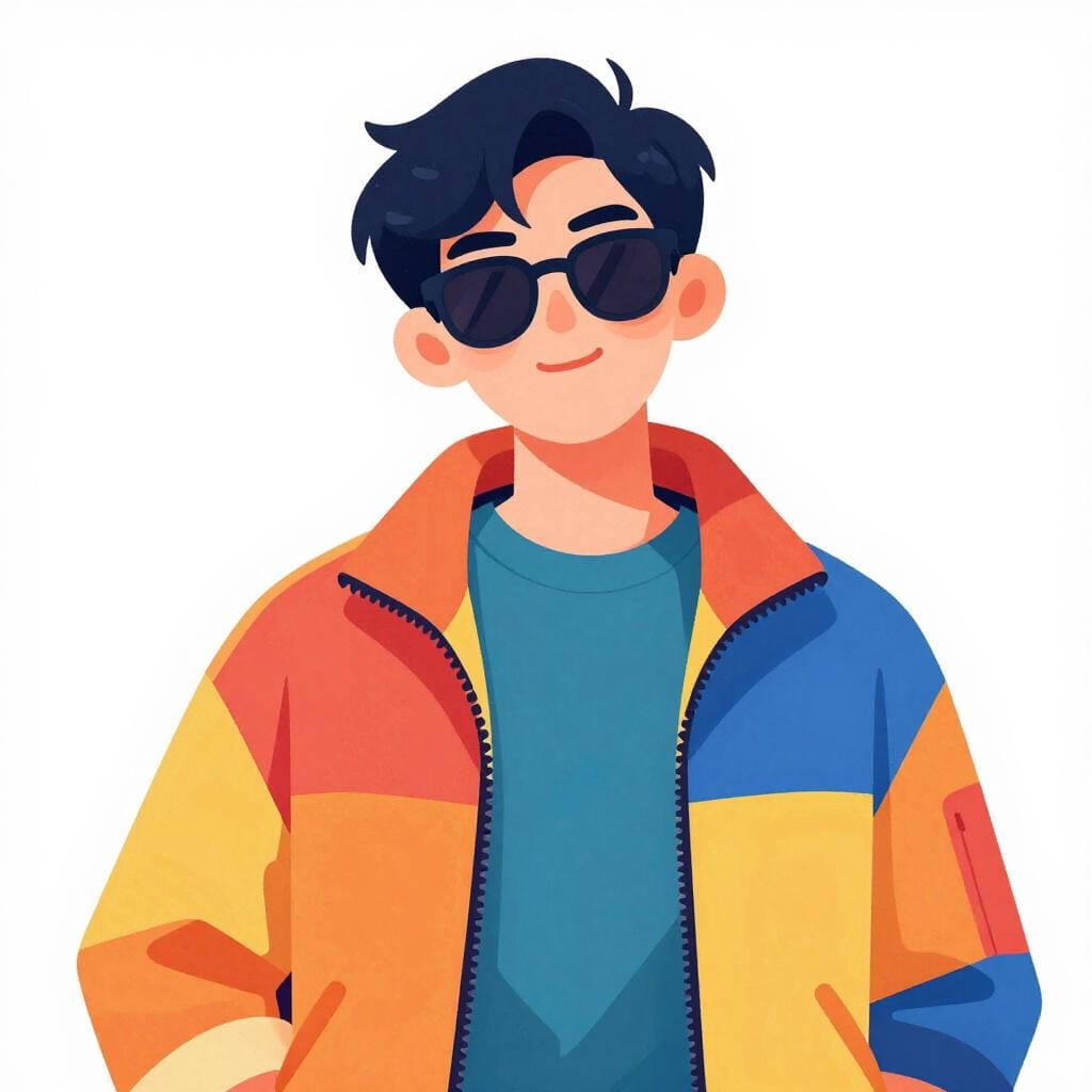 A person wearing stylish sunglasses and a trendy jacket looking confident.