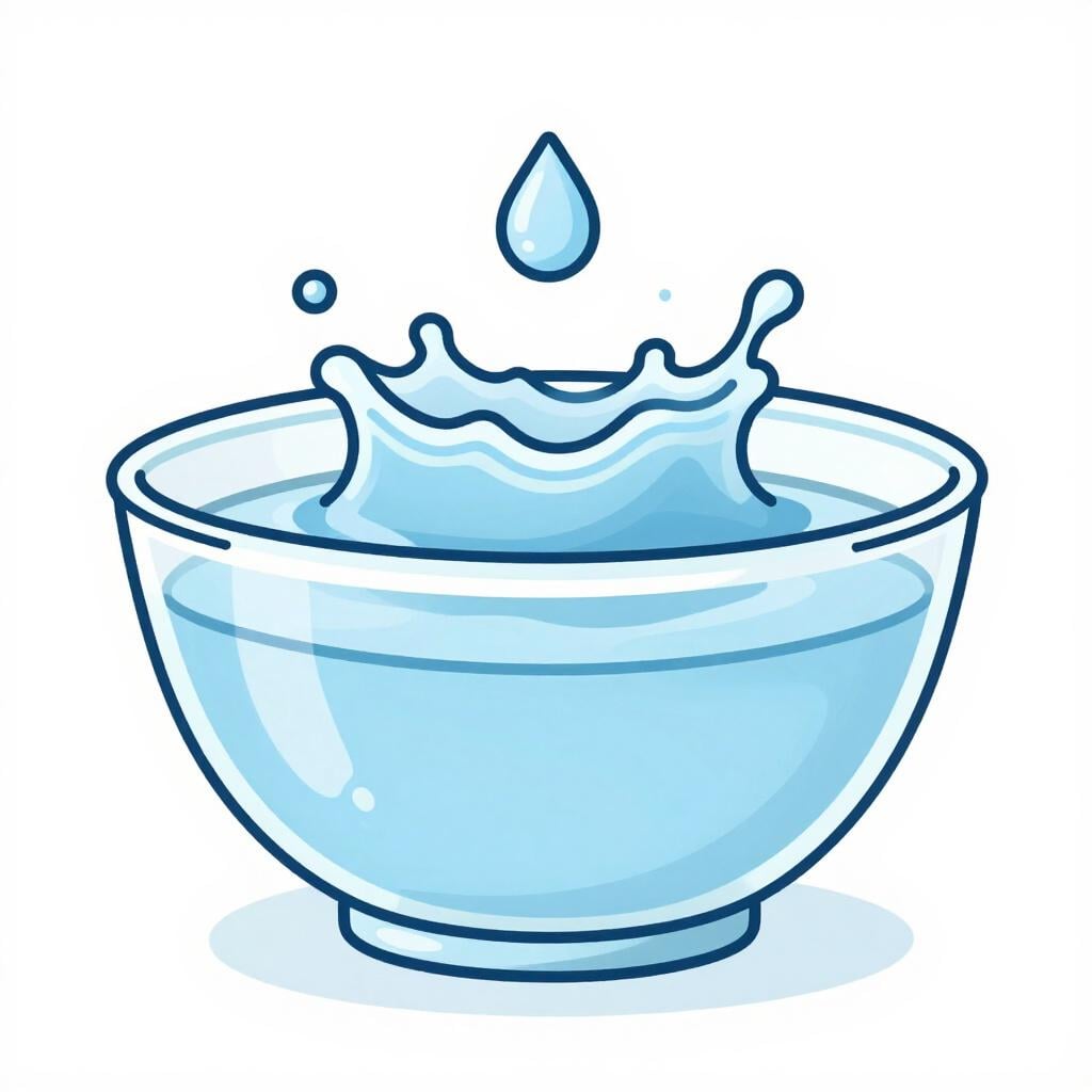 A single drop of crystal clear water falling into a still, perfectly transparent pool.