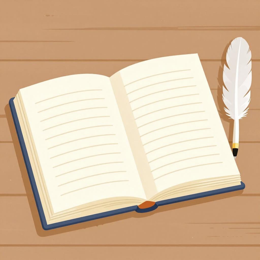 An open book on a wooden table showing pages filled with regular paragraphs of text.