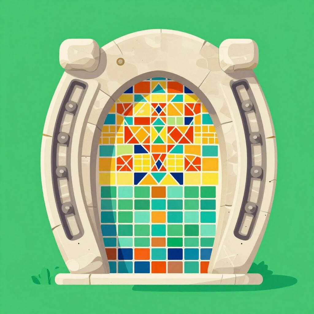 A detailed stone archway with intricate geometric patterns typical of Moorish architecture.