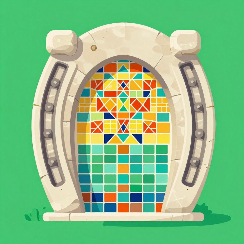 A detailed stone archway with intricate geometric patterns typical of Moorish architecture.