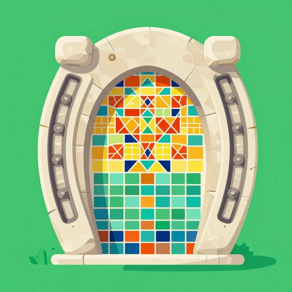 A detailed stone archway with intricate geometric patterns typical of Moorish architecture.