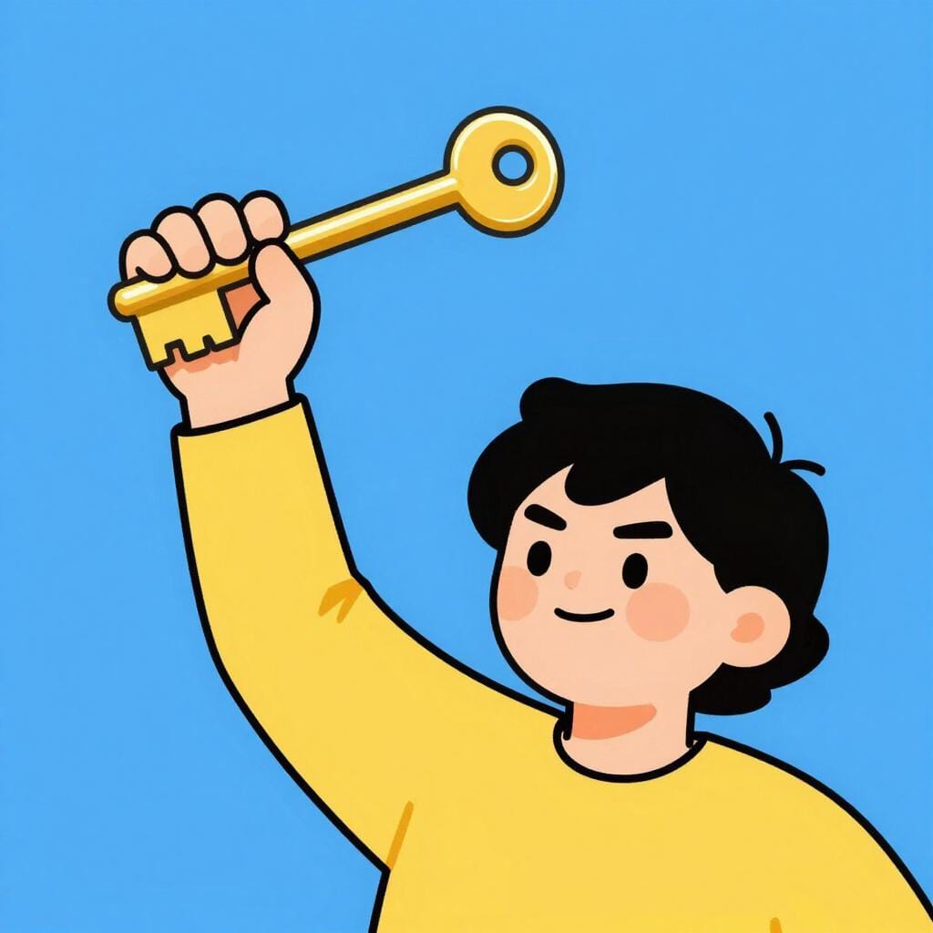 A person holding up a lost item they have found and are claiming as their own.