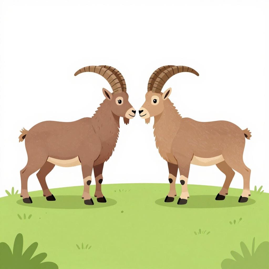 Two goats with interlocking horns in a field, representing a head-to-head clash.