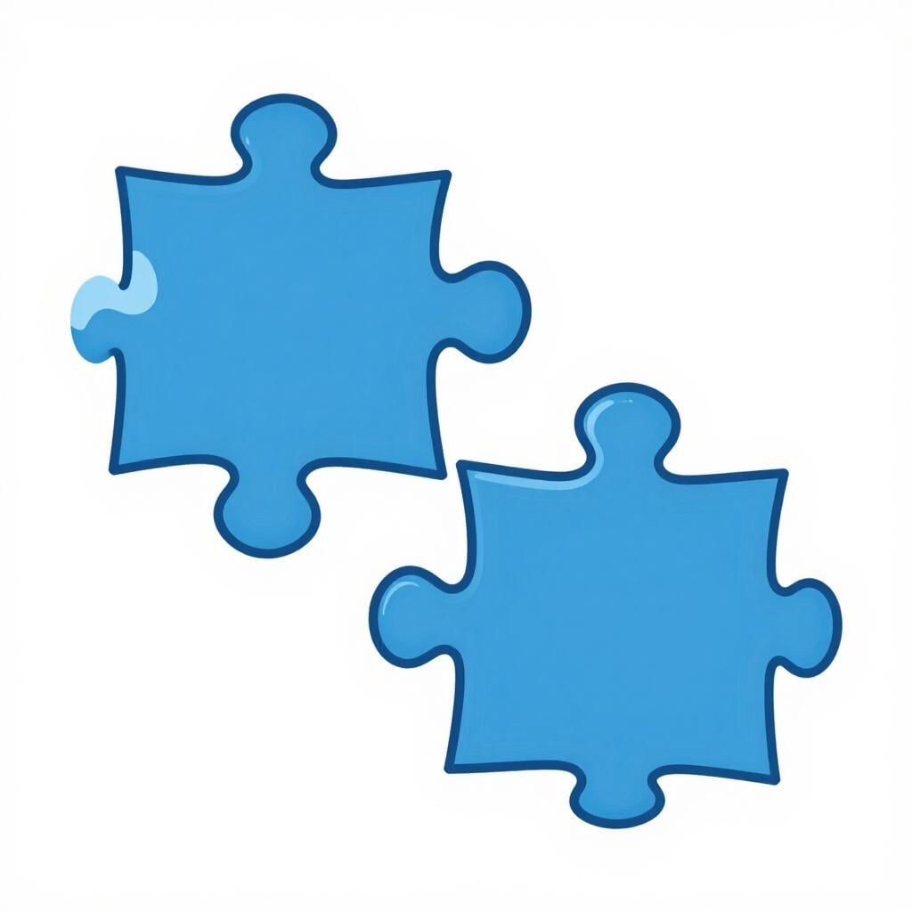Two identical blue puzzle pieces that fit perfectly together.