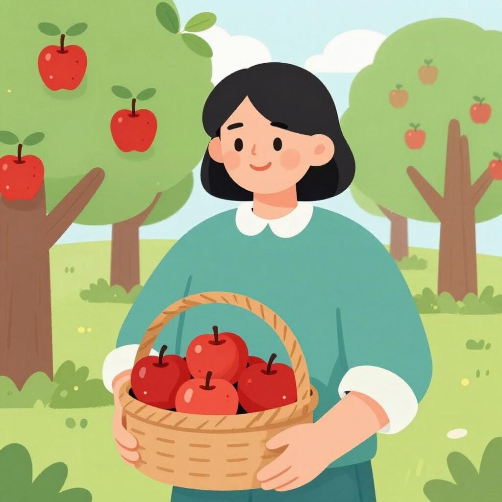 Een persoon die een mand met vers verzamelde appels vasthoudt.