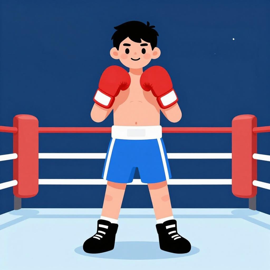 Une personne portant des gants de boxe rouges et des vêtements de sport debout dans un ring de boxe.