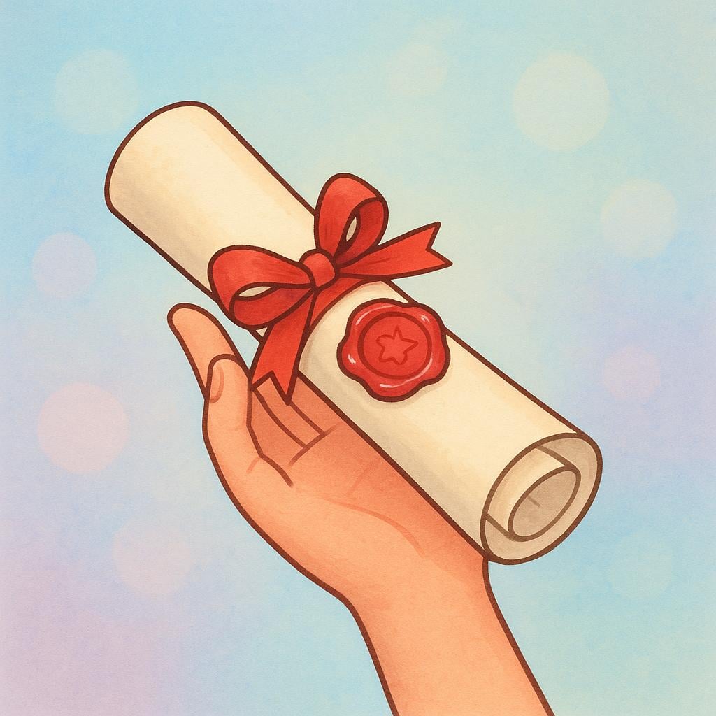 An illustration of a hand gently holding a rolled-up scroll tied with a ribbon and sealed with wax, symbolizing a pledge.