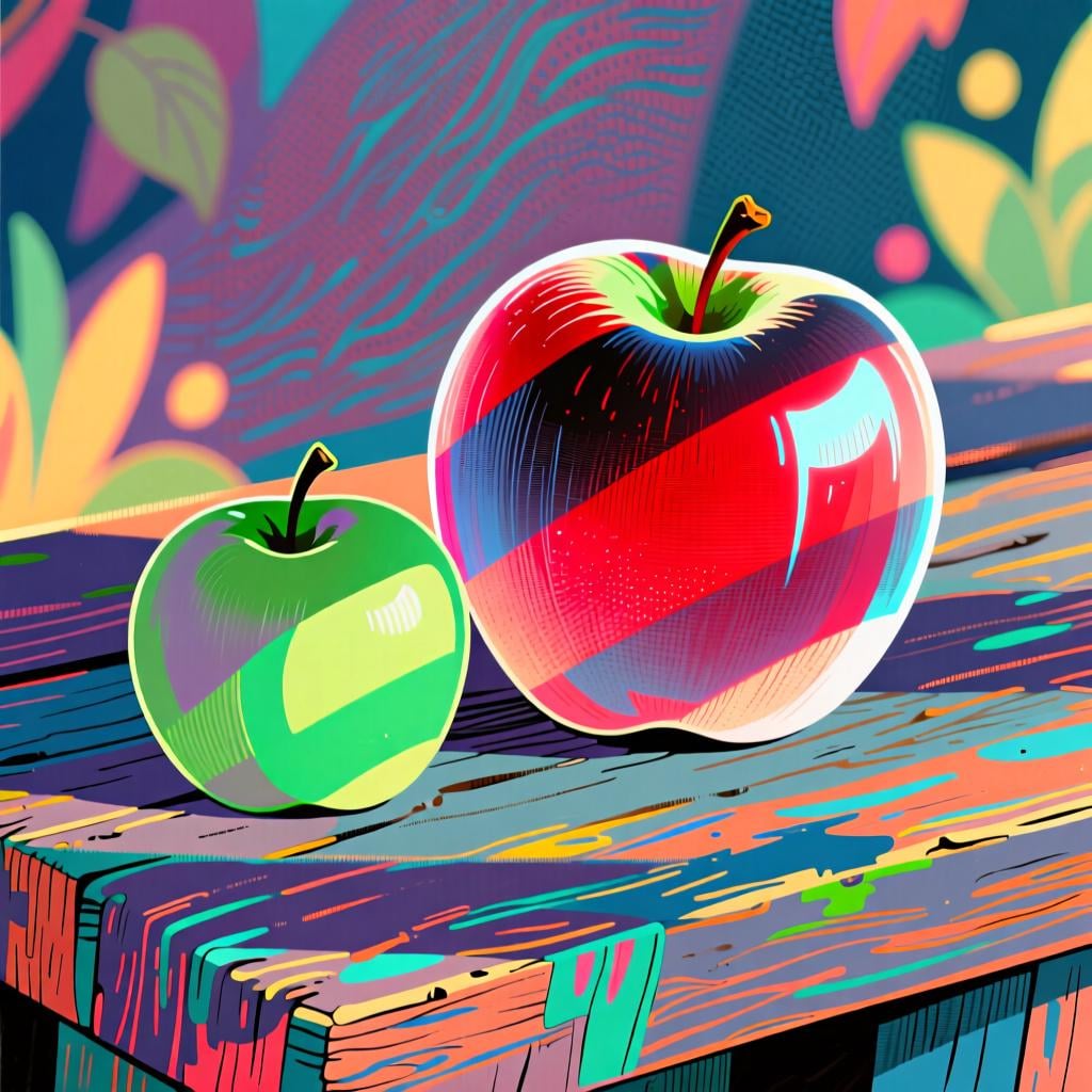 Two colorful apples placed side-by-side, where the second apple is noticeably larger and brighter than the first, emphasizing a comparison of being 'even better'.
