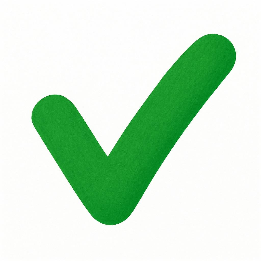 A bold green checkmark drawn on a piece of white paper.