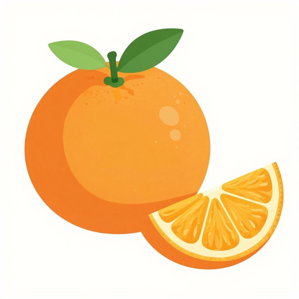 A single orange slice separated from the rest of the orange.