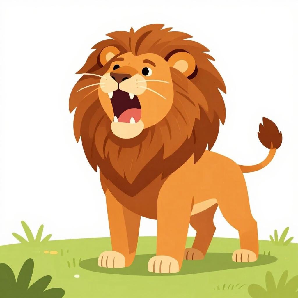 A fierce lion with a thick mane roaring loudly in the wild.