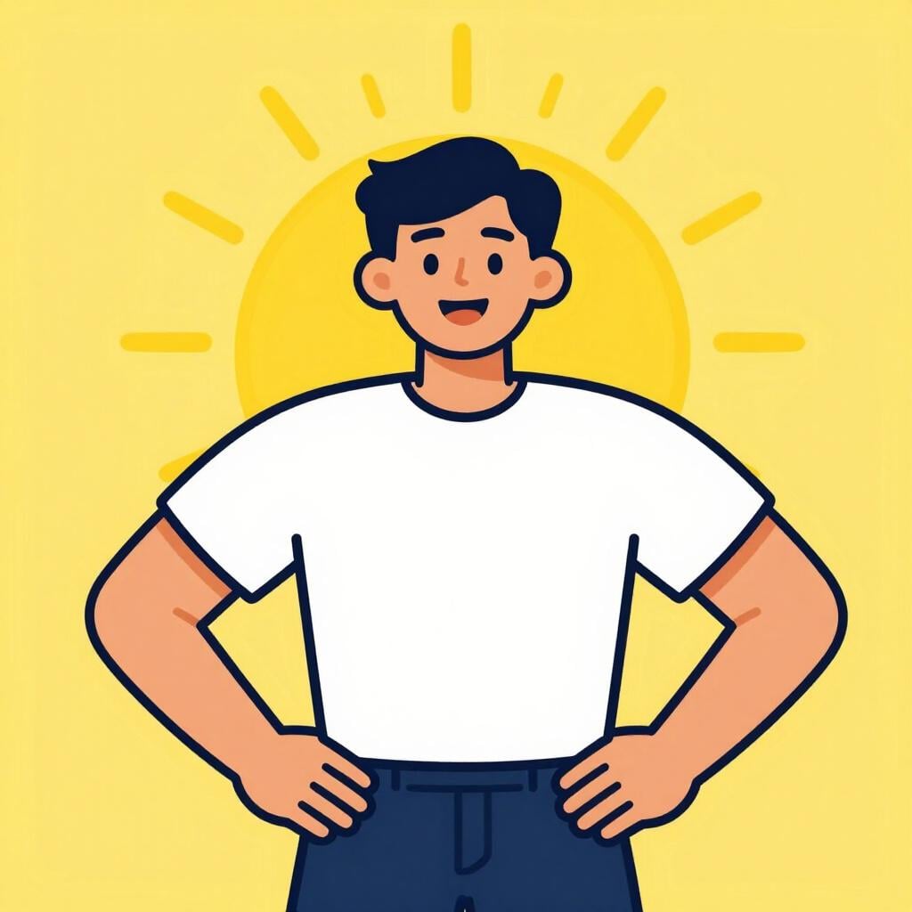 A person standing tall with their hands on their hips and a confident smile, representing the adoption of a positive attitude.