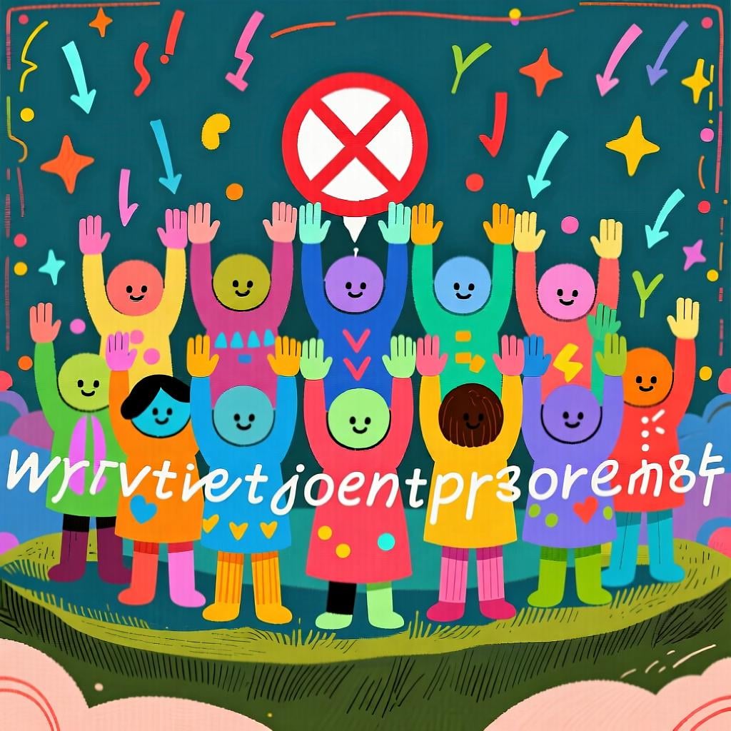 A crowd of stylized figures uniformly casting a vote downwards, indicating opposition.