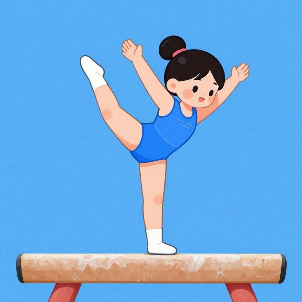 Una giovane ginnasta che esegue una posa su una trave, a rappresentare una disciplina specifica.