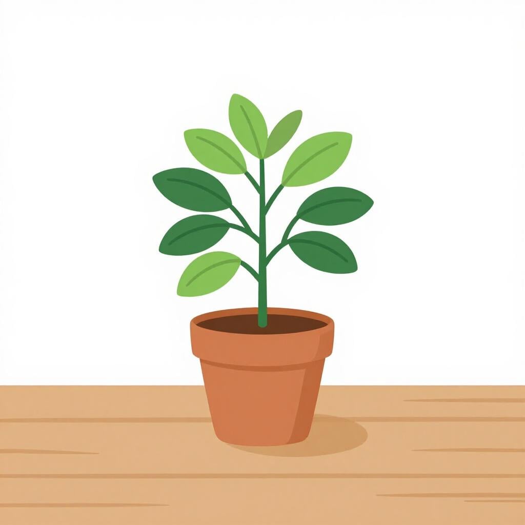A simple, cheerful plant that is neither wilting nor overgrown, representing an average or middle-ground state.