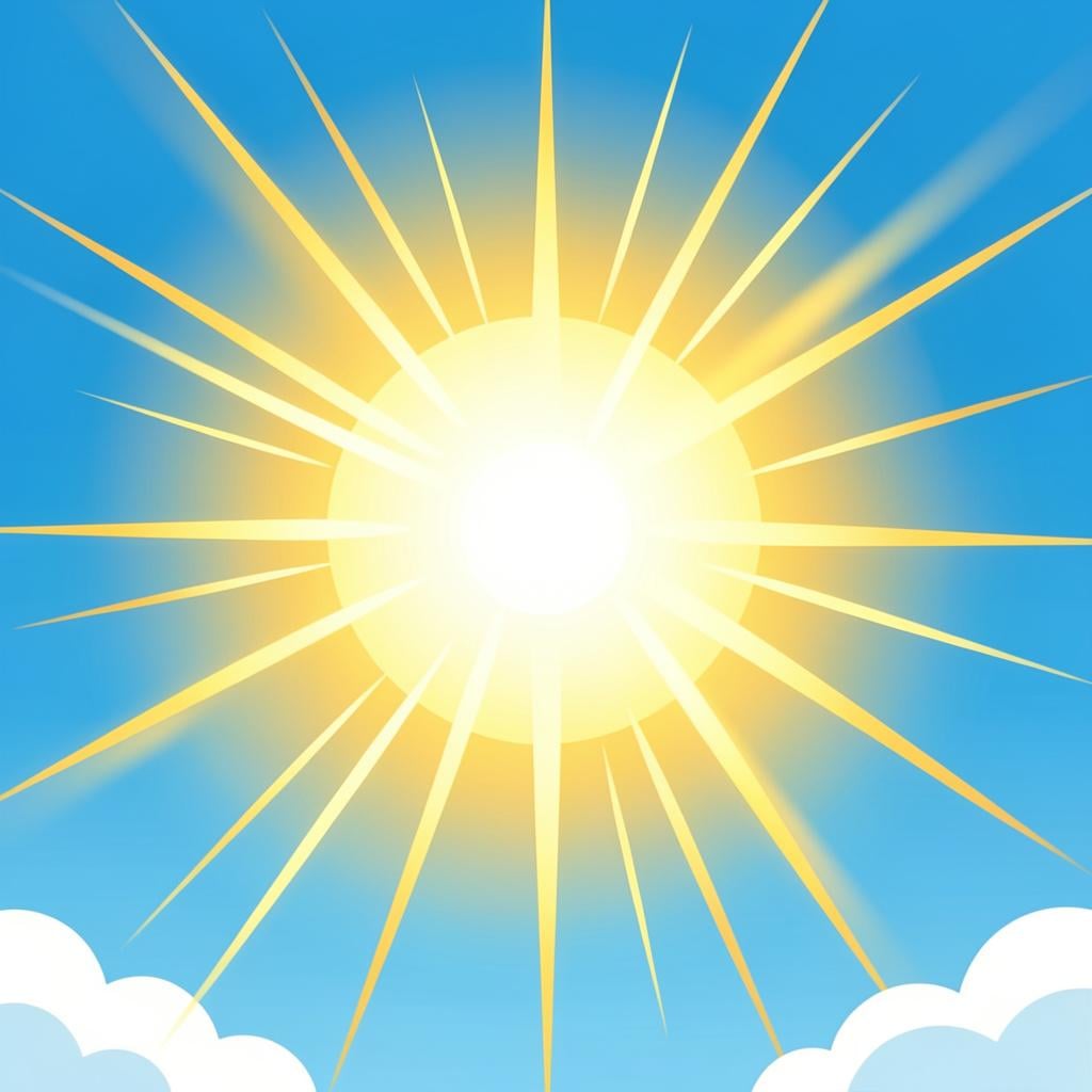 A bright golden sun shining intensely over a landscape.