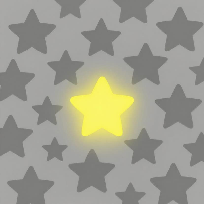 A single bright yellow star shining among several dull gray stars.