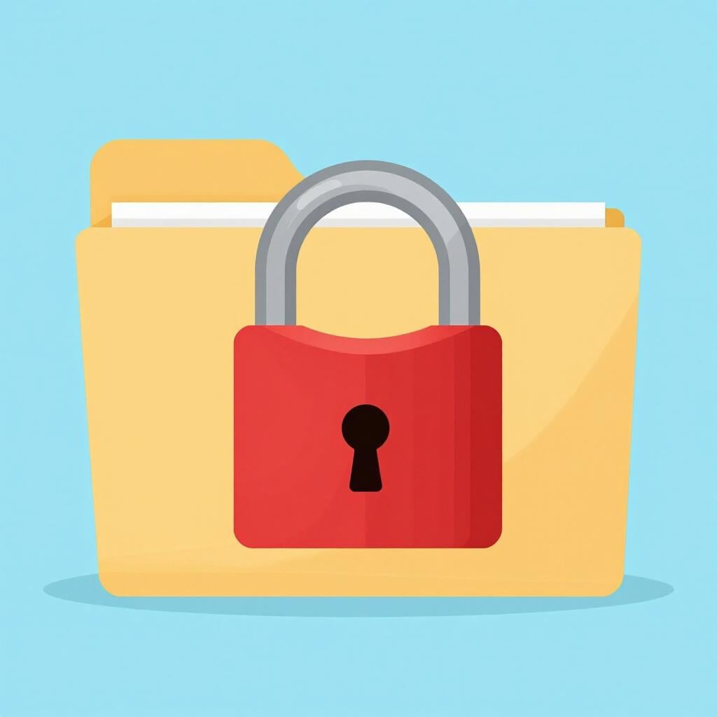 A manila folder with a large red padlock on the front, representing restricted access.