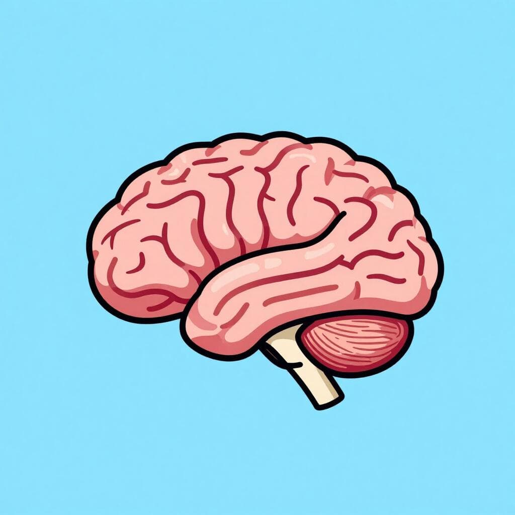 Une illustration colorée d'un cerveau humain vu de côté.