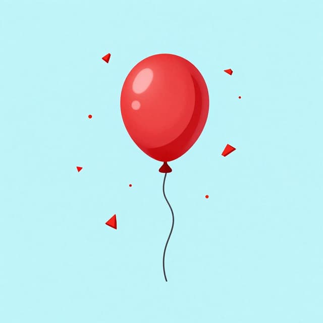 A bright red balloon popping into small fragments.