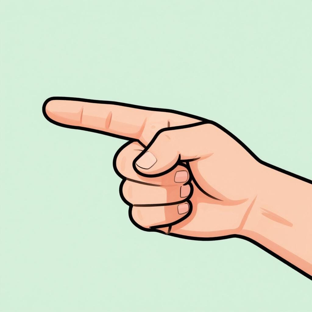 Una persona che punta il dito in avanti con un'espressione ferma, dando un comando chiaro.
