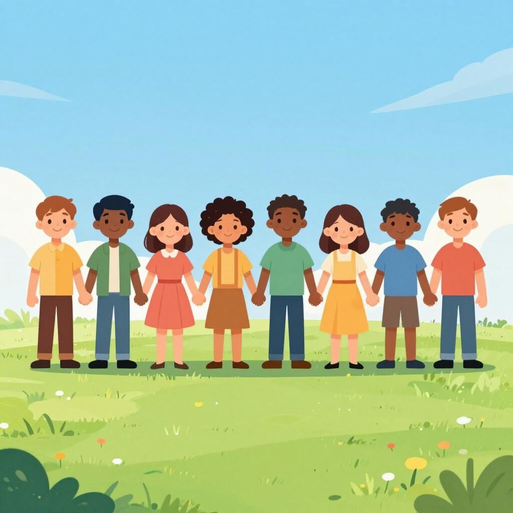 A diverse group of people of different ages and backgrounds standing together on an equal platform.