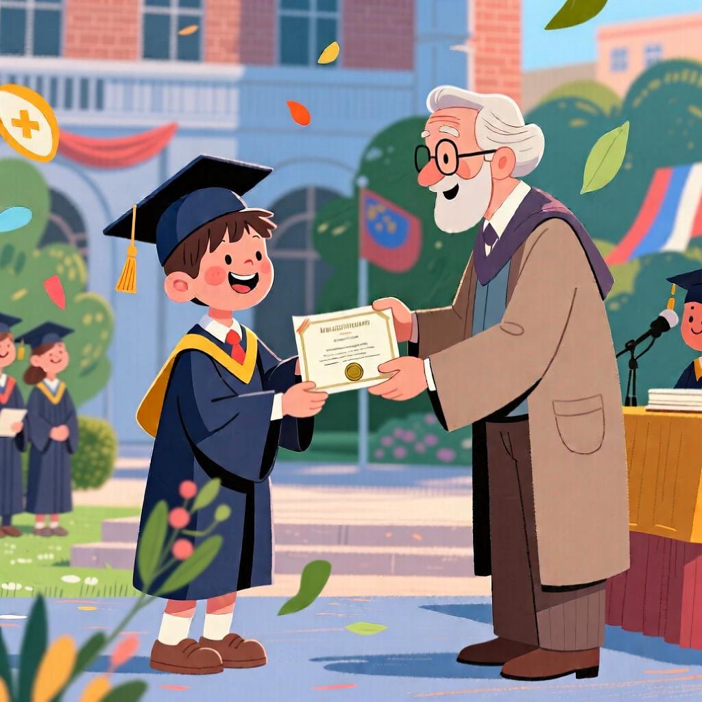 Uma estudante em sua cerimônia de formatura, representando um evento futuro que acontecerá.